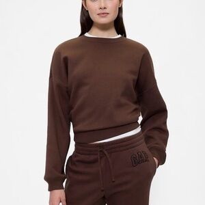 NWT Large GAP Women's Chocolate Brown Crew Neck Sweater Loungewear Athleisure